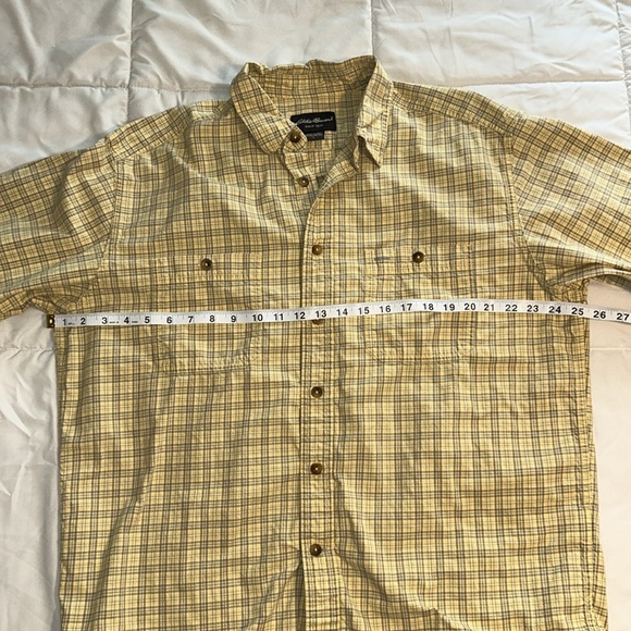 Eddie Bauer Button Up Men's Size L Yellow & Gray Long Sleeve - Picture 2 of 10